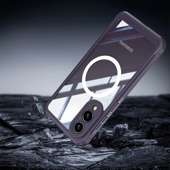 Tok Samsung Galaxy S25 Edge-hoz, Shockproof, üveggel, MagSafe-hoz, lila
