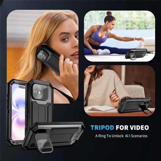 R-JUST páncélozott tok képernyővédővel és állvánnyal iPhone 17-hez