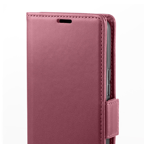 Tok Oppo Reno 11F, ERBORD Glossy Litchi, pénztárca patenttal, piros