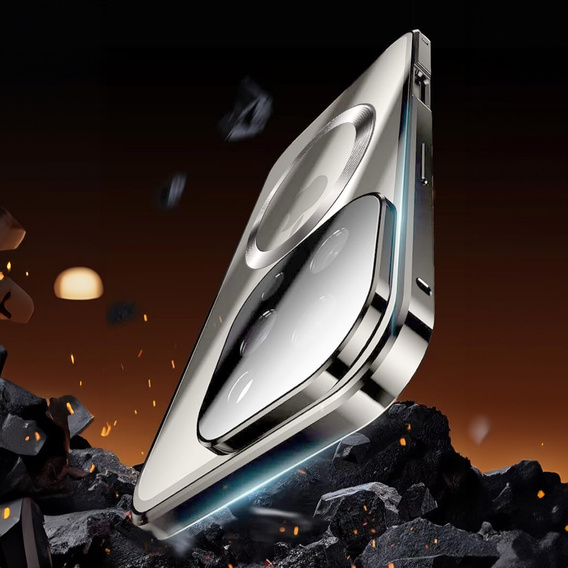 Magnetic Dual Glass MagSafe tok iPhone 16 Pro Max, titánium