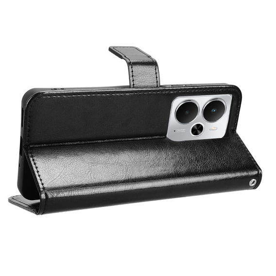 Pattintható tok a Realme 14 5G / Realme 14T 5G, Crazy Horse Wallet, fekete