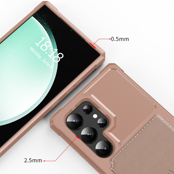 Tok Samsung Galaxy S25 Ultra, Card Holder Kickstand, fekete