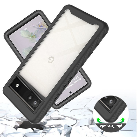 Tok Google Pixel 6a készülékhez, Shockproof, fóliával, fekete