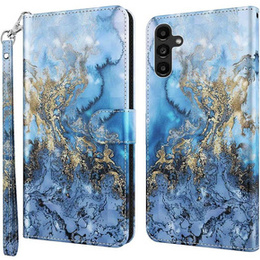 Pattintható tok a Samsung Galaxy A14 4G/5G, Wallet Marble, kék