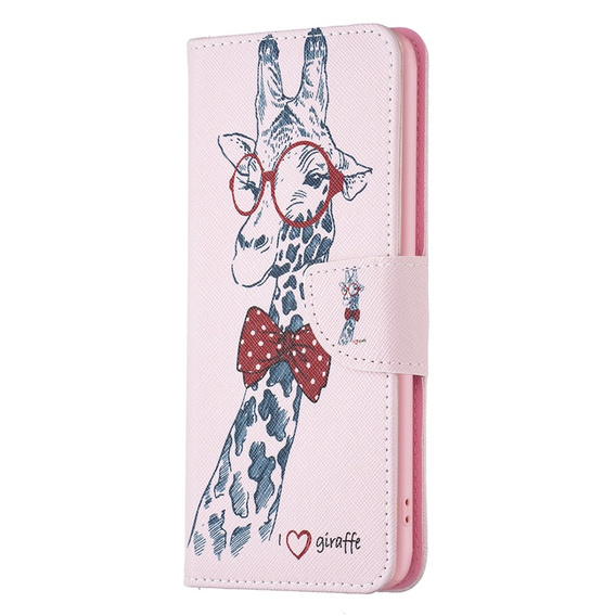 Pattintható tok a Samsung Galaxy A35 5G, Wallet, Giraffe rózsaszín