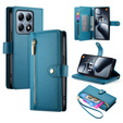 Pattintható tok a Xiaomi 14T Pro, Wallet Zipper Pocket, kék