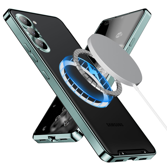 Kameravédő tok Samsung Galaxy S23, CamShield MagSafe, átlátszó / zöld