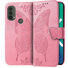 Pattintható tok a Motorola Moto E40/E30/E20, Butterfly, rózsaszín