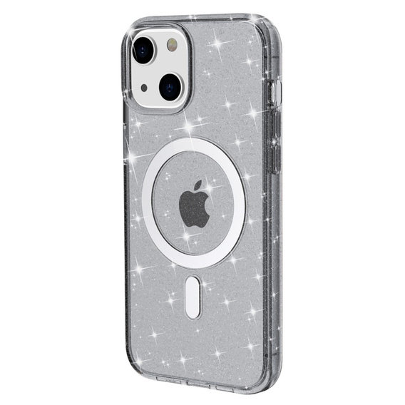 Tok iPhone 14 Plus, Glittery, MagSafe-hoz, fekete