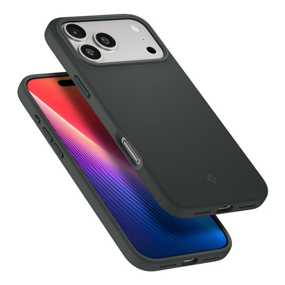 Spigen tok iPhone 17 Pro készülékhez, Szilikon Fit MagSafe, Abyss zöld