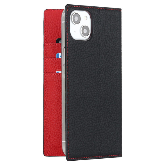 Pattintható tok a iPhone 15, Litchi Skin Grain, fekete