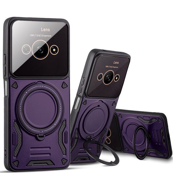Páncélozott tok a Xiaomi Redmi A3 készülékhez, Magnetic Ring, lila