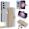 Flip tok Samsung Galaxy S23, Wallet Zipper Pocket, tükörrel, kék