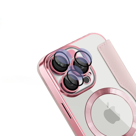 Pattintható tok a iPhone 16 Pro Max, RFID Wallet MagSafe CamShield, rózsaszín