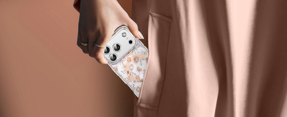 Mágneses tok virágos lézeres mintával iPhone 17 Pro-hoz