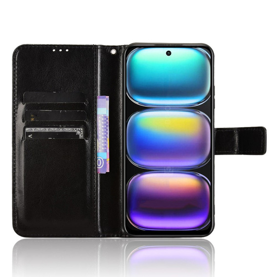 Pattintható tok a Infinix Hot 50 4G, Crazy Horse Wallet, fekete