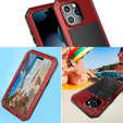 Tok iPhone 15 készülékhez, páncélozott, beépített üveggel, piros