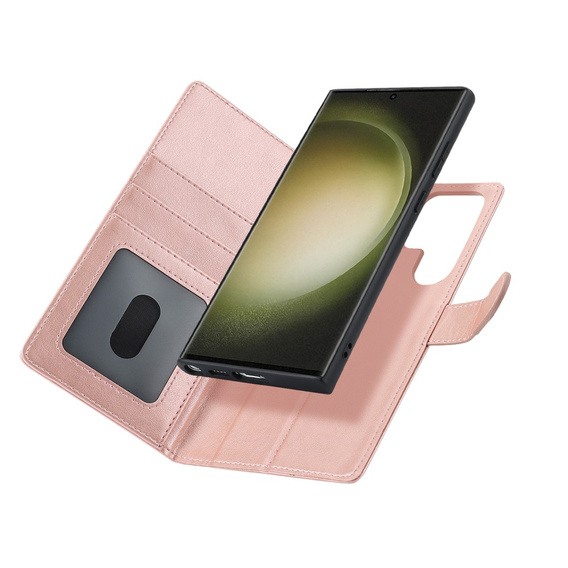 Pattintható tok Samsung Galaxy S23 Ultra, pénztárca, MagSafe-hoz, rózsaszín rose gold