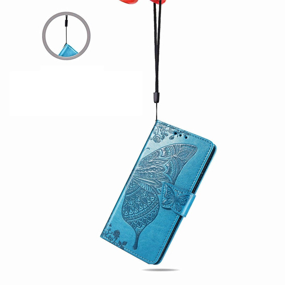 Pattintható tok a Motorola Moto G86 Power 5G, Butterfly, kék