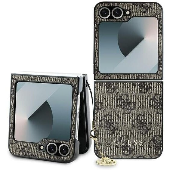 GUESS Telefontok a Samsung Galaxy Z Flip7 FE / Z Flip6, 4G Charms Collection Hardcase, barna