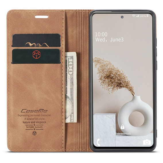 CASEME tok Samsung Galaxy S20 FE, Leather Wallet Case, barna