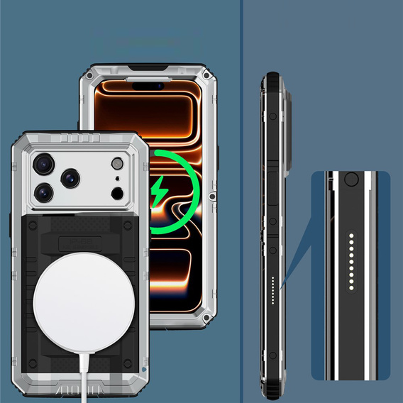 IP68 vízálló tok iPhone 17 Pro Max készülékhez, ezüst színű