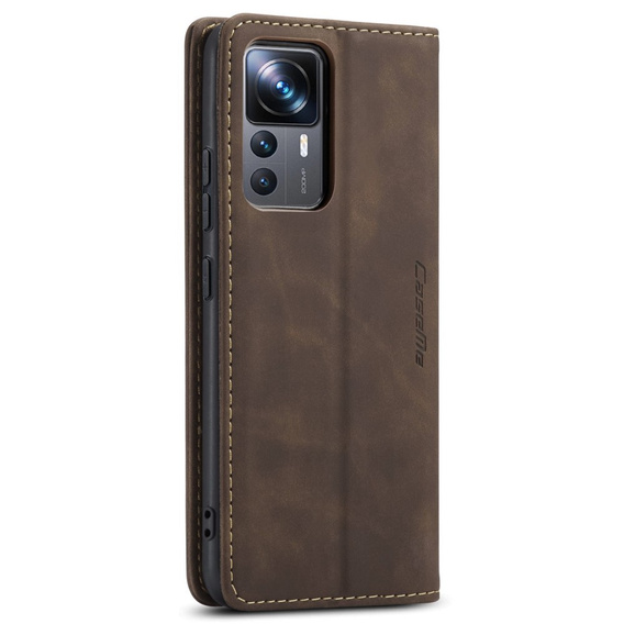 CASEME tok Xiaomi 12T / 12T Pro, Leather Wallet Case, barna