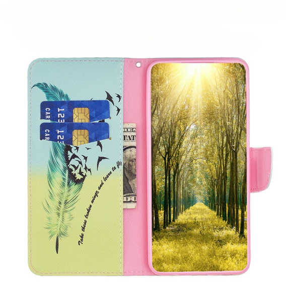 Pattintható tok a Xiaomi Redmi Note 12 4G, Wallet, feather, kék