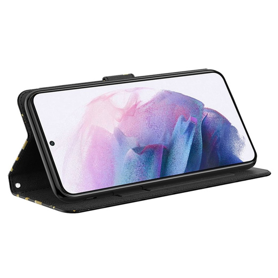 Pattintható tok a Samsung Galaxy A14 4G/5G, Wallet Butterfly, arany
