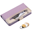Flap tok Samsung Galaxy S22+ Plus 5G, Wallet Pocket Zipper Lace, lila