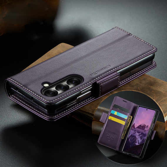 CASEME Litchi pénztárca flip tok Samsung Galaxy Z Fold7 5G számára