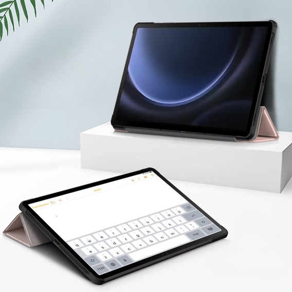 Tok Samsung Galaxy Tab S9 FE+ Plus, Smartcase tolltartóval, rózsaszín rose gold