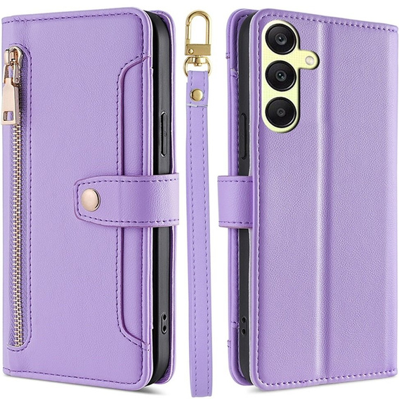 Pattintható tok a Samsung Galaxy A25 5G, Wallet Zipper Pocket, lila