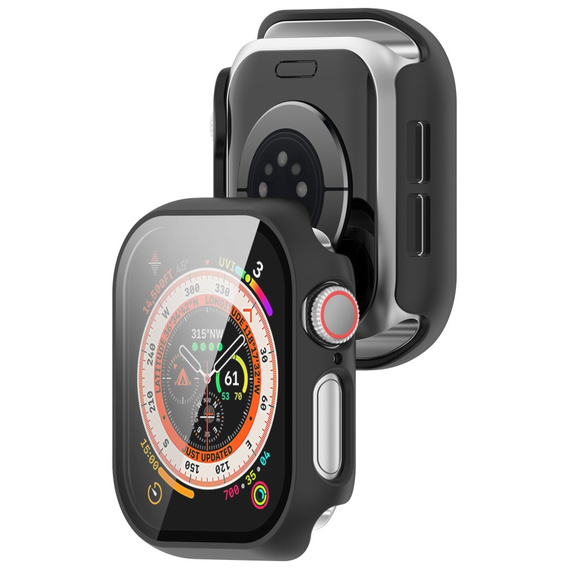 2w1 Etui + Szkło Hartowane do Apple Watch 7/8 41MM, Czarne