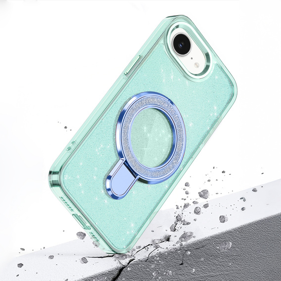 Az iPhone 16e tok, Glittery Magnetic Kickstand, kék