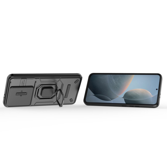 Telefontok a Xiaomi Poco F6 Pro, KickStand Camera Lens, fekete