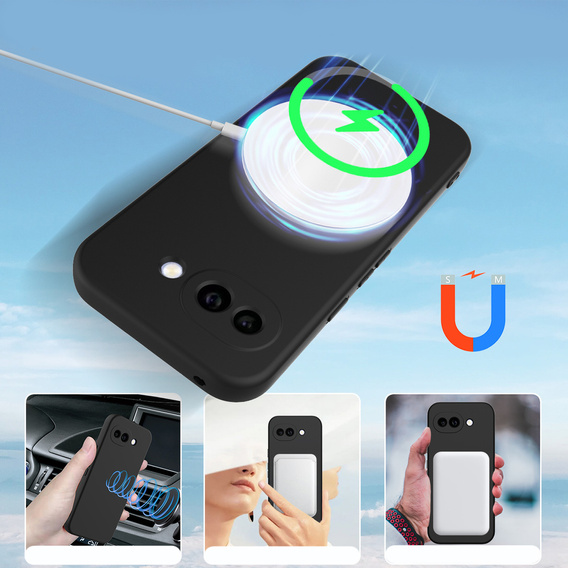 Szilikon Lite tok MagSafe-hez Google Pixel 10a készülékhez, fekete