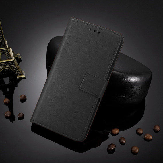 Pattintható tok a Motorola Moto G86 Power 5G, Crazy Horse Wallet, fekete