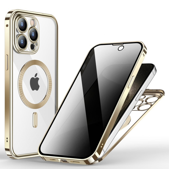Tok iPhone 15 Pro Max készülékhez, Privacy Dual Glass, MagSafe-hoz, arany