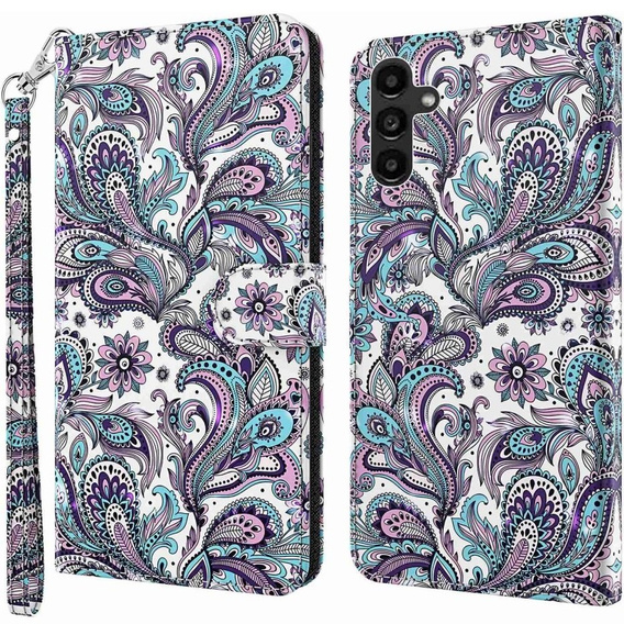 Pattintható tok a Samsung Galaxy A14 4G/5G, Wallet, lila