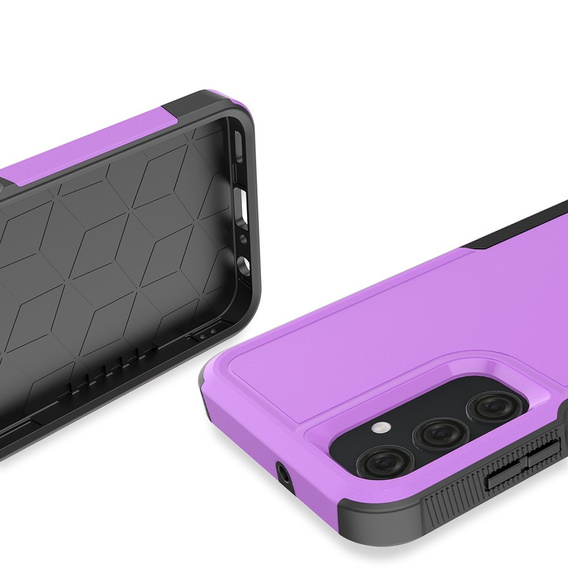 Páncélozott tok Samsung Galaxy A25 készülékhez, kétrétegű, lila + 9H üveg