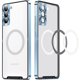 Kameravédő tok Samsung Galaxy S21 FE 5G, CamShield MagSafe, átlátszó / kék