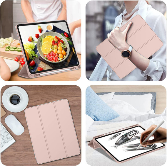 Tok iPad Pro 12.9" 2022/2021/2020 (6/5/4 gen.), Smart Pencil, tolltartóval, rózsaszín