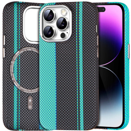 Tok iPhone 14 Pro, Carbon Fiber MagSafe, fekete / kék