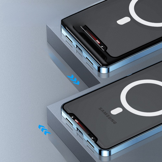 Kameravédő tok Samsung Galaxy Note 10+ Plus, CamShield MagSafe, átlátszó / kék