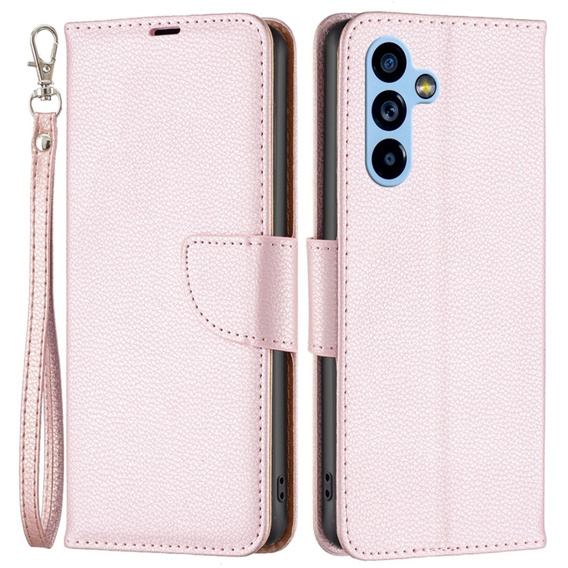 Pattintható tok a Samsung Galaxy A54 5G, Wallet Litchi Magnet, rózsaszín rose gold