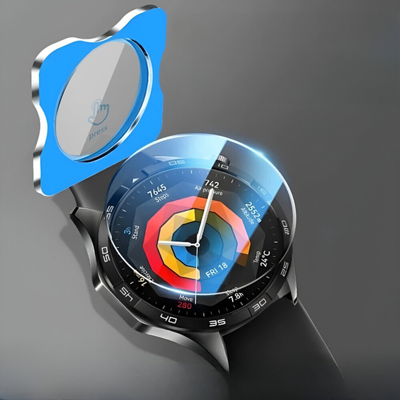 2x ERBORD edzett üveg a Huawei Watch GT 5 46mm-es órájához, rögzítőkerettel