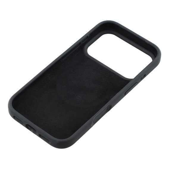 Szilikon tok iPhone 17 Pro készülékhez, MagSafe, ütésgátló, fekete