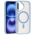 Tok iPhone 16-hoz, MagSafe, ERBORD Matt Case, átlátszó / kék + képernyőüveg