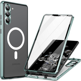 Magnetic Dual Glass MagSafe tok Samsung Galaxy S23+ Plus, zöld